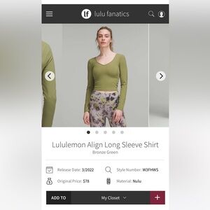 Lululemon Align Long Sleeve size 12 NWT